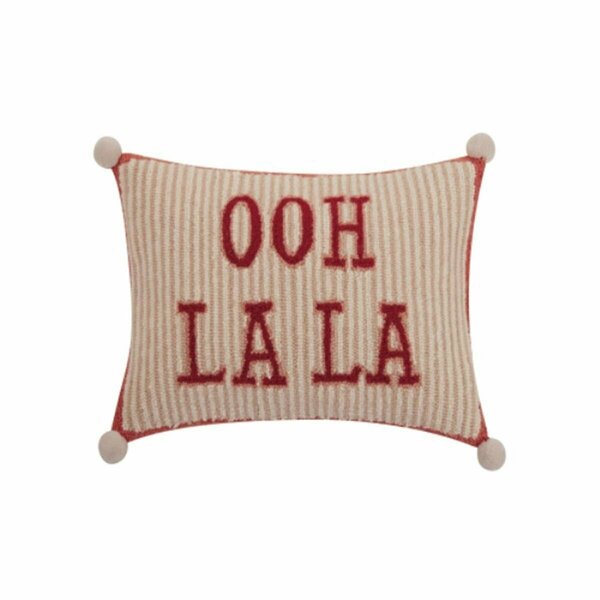 Puesta En Escena 14 x 20 in. Oh La La Bird with Pom Pom Polyester Filler Hook Pillow PU3673708